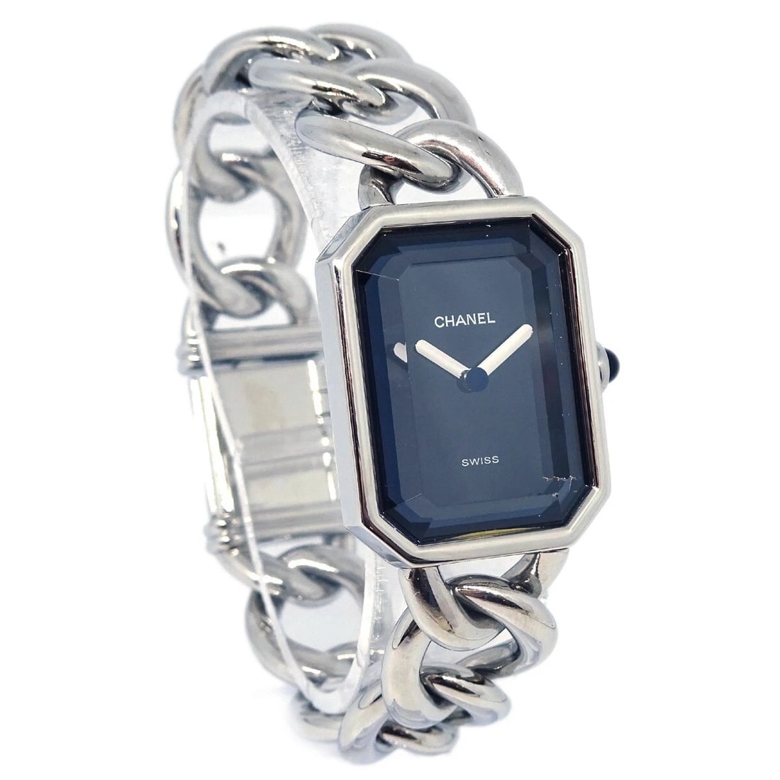 CHANEL WATCH SILVER SS: Chanel Watch Silver SS Brand: CHANEL Type: Watch Material: Band Material Stainless Steel, Case Material Stainless Steel Color: Band Color Silver, Dial Color Black Case Color Silver Size: Band Widt