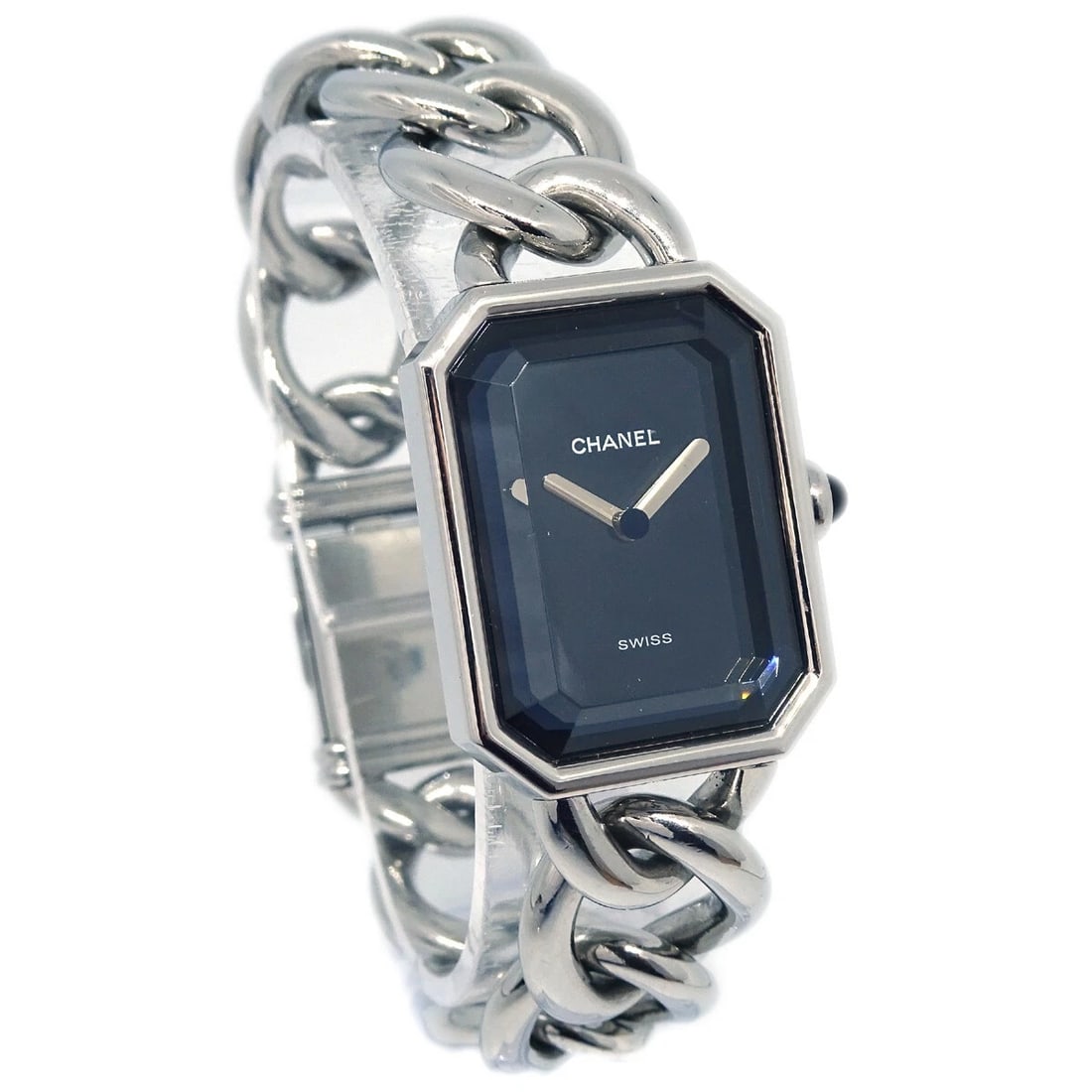 CHANEL WATCH SILVER: Chanel Watch Silver Brand: CHANEL Type: Watch Material: Band Material Stainless Steel, Case Material Stainless Steel Color: Band Color Silver, Dial Color Black Case Color Silver Size: Band Width 1