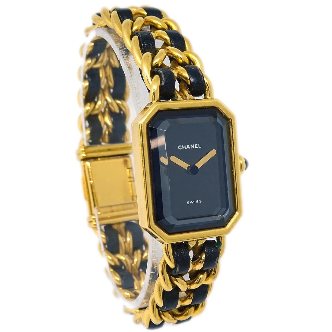 CHANEL WATCH GOLD: Chanel Watch Gold Brand: CHANEL Type: Wristwatch Material: Band Material Gold Plated, Leather, Case Material Gold Plated Color: Band Color Black, Gold, Dial Color Black, Gold Case Color Black,