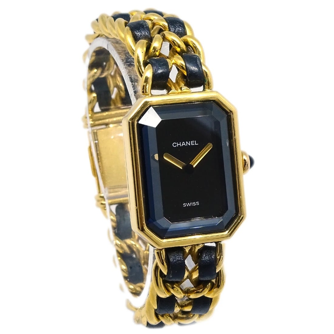CHANEL WATCH GOLD: Chanel Watch Gold Brand: CHANEL Type: Wristwatch Material: Band Material Gold Plated, Leather, Case Material Gold Plated Color: Band Color Black, Gold, Dial Color Black, Gold Case Color Black,