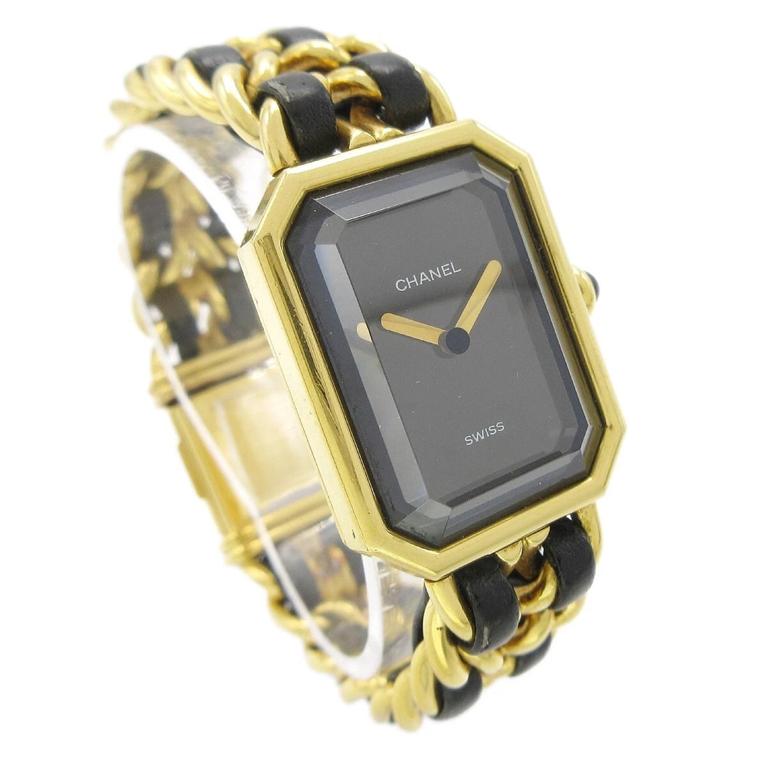 CHANEL WATCH GOLD: Chanel Watch Gold Brand: CHANEL Type: Wristwatch Material: Band Material Gold Plated, Leather, Case Material Gold Plated Color: Band Color Black, Gold, Dial Color Black, Gold Case Color Black, Gold