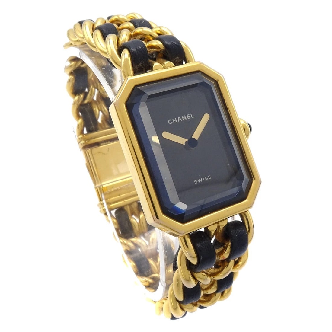 CHANEL WATCH GOLD: Chanel Watch Gold Brand: CHANEL Type: Wristwatch Material: Band Material Gold Plated, Leather, Case Material Gold Plated Color: Band Color Black, Gold, Dial Color Black, Gold Case Color Black, Gold