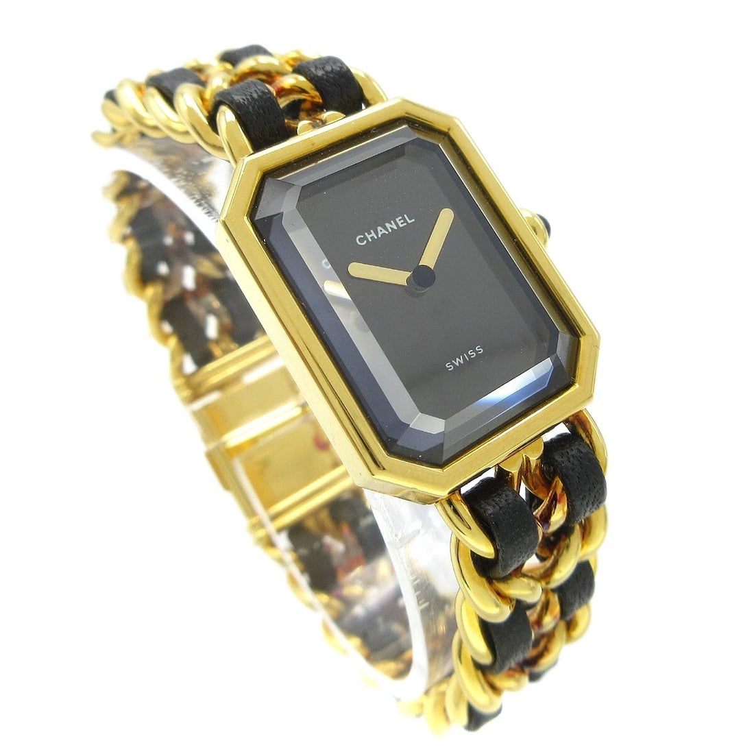 CHANEL WATCH GOLD: Chanel Watch Gold Brand: CHANEL Type: Wristwatch Material: Band Material Gold Plated, Leather, Case Material Gold Plated Color: Band Color Black, Gold, Dial Color Black, Gold Case Color Black, Gold