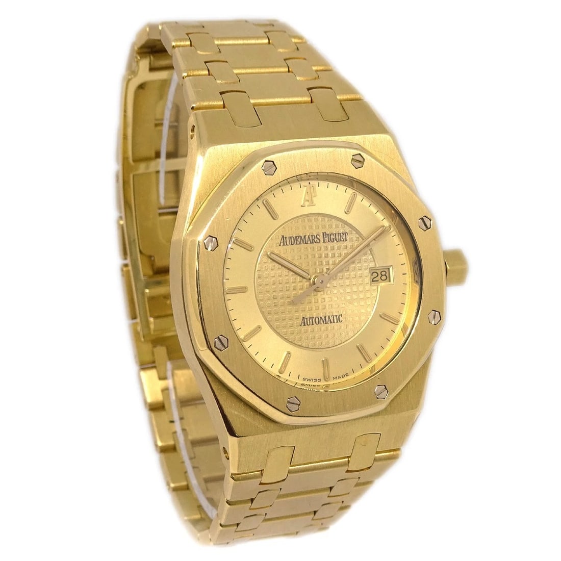 AUDEMARS PIGUET ROYAL OAK WATCH 18KYG: Audemars Piguet Royal Oak Watch 18KYG Brand: Audemars Piguet Type: Wristwatch Material: Band Material 18KYG, Case Material 18KYG Color: Band Color Gold, Dial Color Gold Case Color Gold Size: