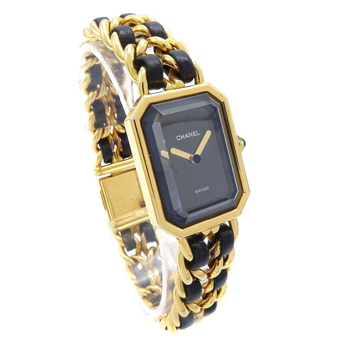 CHANEL WATCH GOLD: Chanel Watch Gold Brand: CHANEL Type: Wristwatch Material: Band Material Gold Plated, Leather, Case Material Gold Plated Color: Band Color Black, Gold, Dial Color Black, Gold Case Color Black, Gold