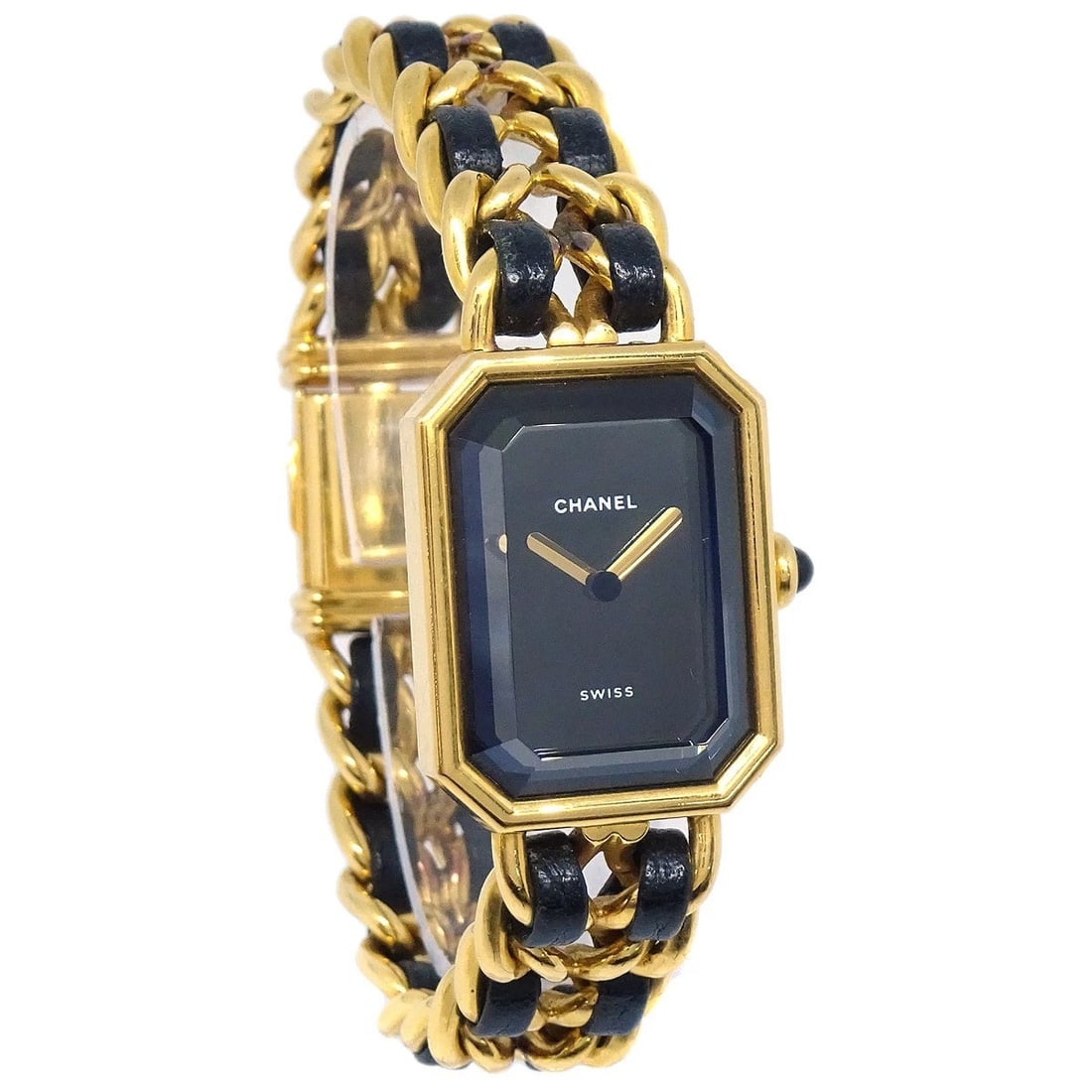 CHANEL WATCH GOLD: Chanel Watch Gold Brand: CHANEL Type: Wristwatch Material: Band Material Gold Plated, Leather, Case Material Gold Plated Color: Band Color Black, Gold, Dial Color Black, Gold Case Color Black,