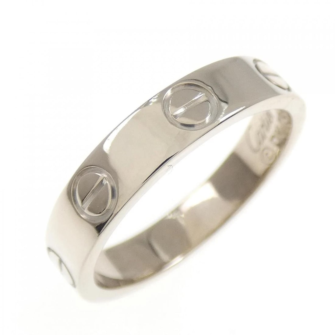 CARTIER MINI LOVE RING: Cartier Mini Love Ring Brand: CARTIER Type: Ring Material: 750 white gold, Color: white Size: US 5 Accessories: None Accessories Notice: When purchasing pre-owned goods, please refer to th