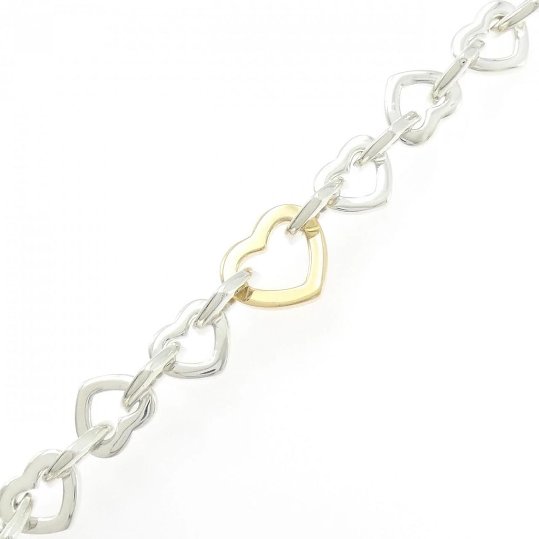 TIFFANY & CO. HEART LINK BRACELET: TIFFANY & Co. Heart Link Bracelet Brand: TIFFANY&Co. Type: Bracelet Material: 925Silver/750Yellow Gold, Color: yellow gold Size: 19cm Actual Size Max width approx: 13.6mm Accessories: None