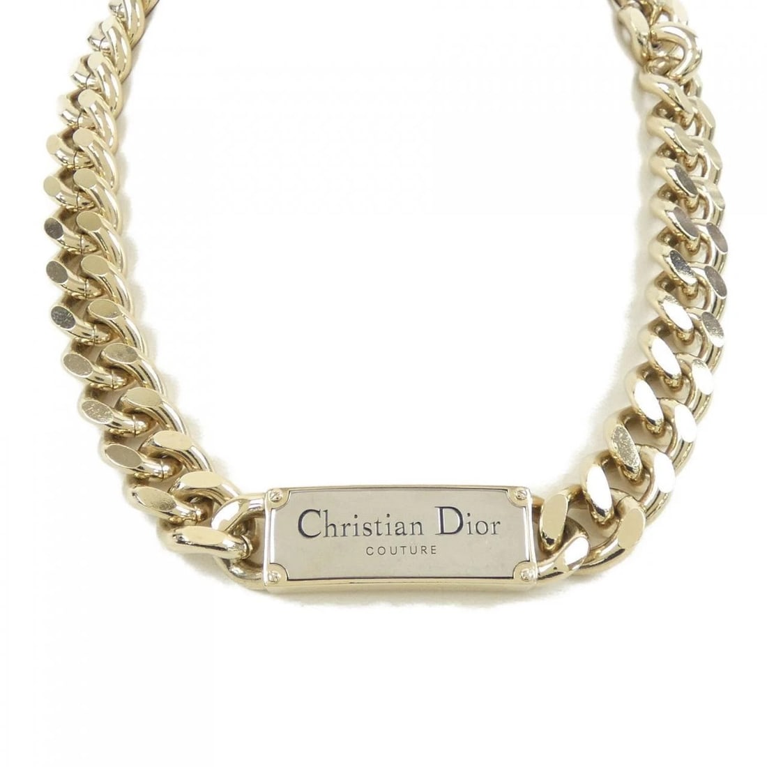 DIOR DIOR NECKLACE: Dior DIOR NECKLACE Brand: Dior Type: Necklace Material: None, Color: Gold Size: Actual Size Total length 46.3cm Width 1.4cm Motif length 1cm Motif Length 4cm Accessories: None Accessories