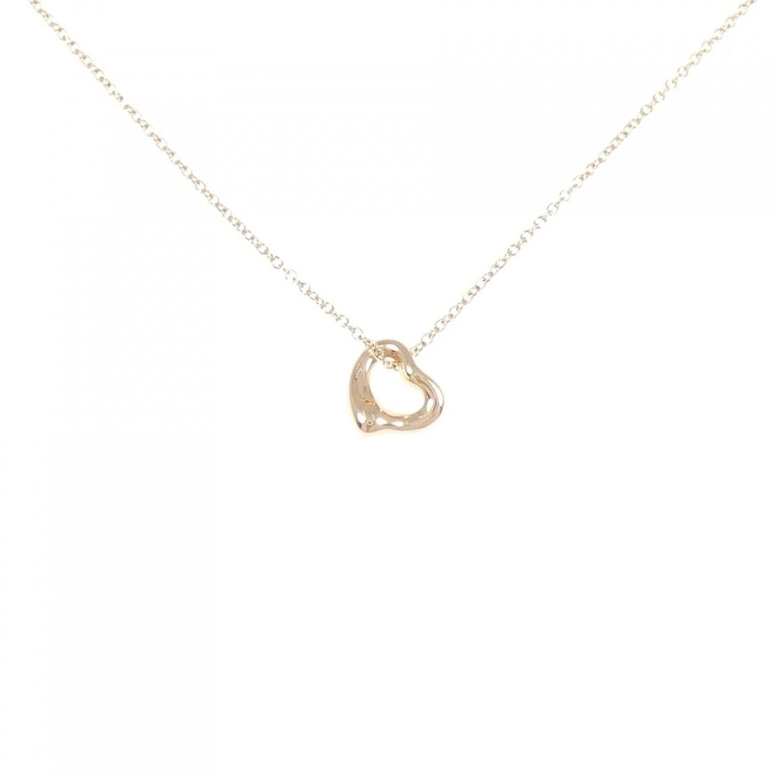 TIFFANY&CO. OPEN HEART NECKLACE: TIFFANY&Co. Open Heart Necklace Brand: TIFFANY&Co. Type: Necklace Material: 750 Pink Gold, Color: pink Size: 41cmActual Size Pendant length approx. x width approx.: 6.7mmx6.7mm Chain maximum