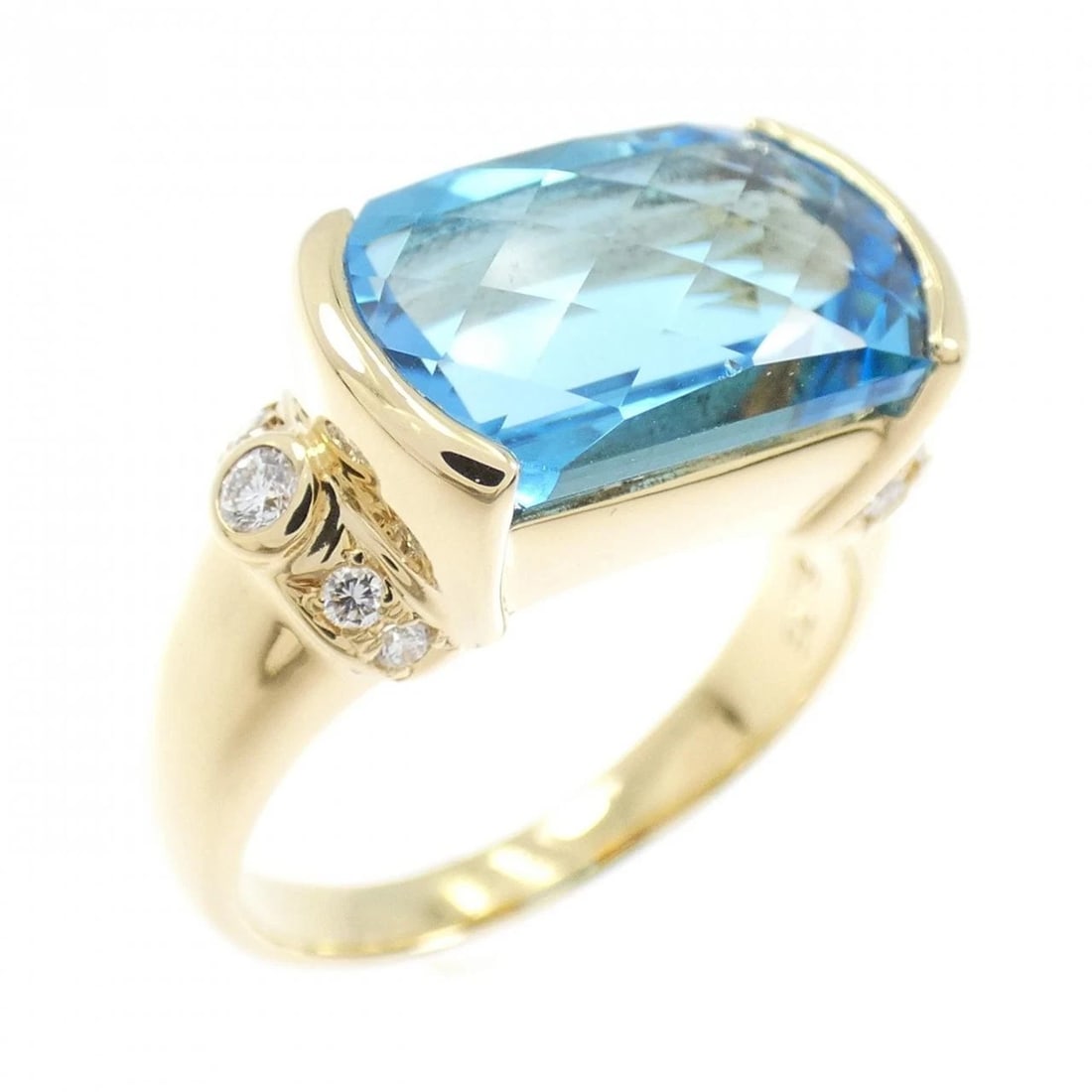 TASAKI BLUE TOPAZ RING: TASAKI Blue Topaz Ring Brand: TASAKI Type: Ring Material: K18 yellow gold, Main Stone/Creation Blue Topaz Color: yellow Size: US 6 1/4 Accessories: None Accessories Notice: When purchasing
