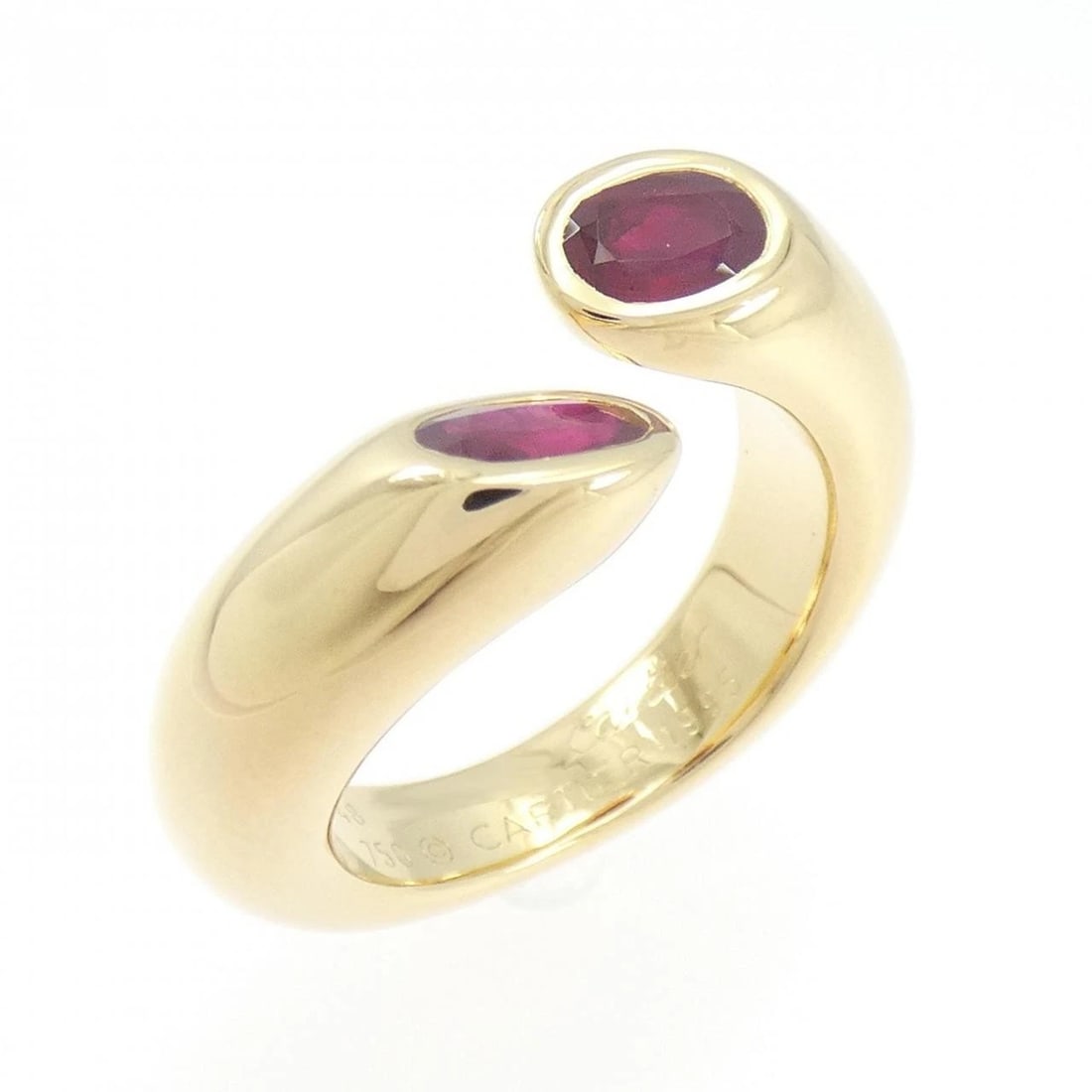 CARTIER ELLIPSE DE TÊTE RING: Cartier Ellipse de Tête Ring Brand: CARTIER Type: Ring Material: 750 yellow gold, Main Stone/Creation ruby Color: yellow Size: US 5 1/4 Accessories: None Accessories Notice: When purchasing