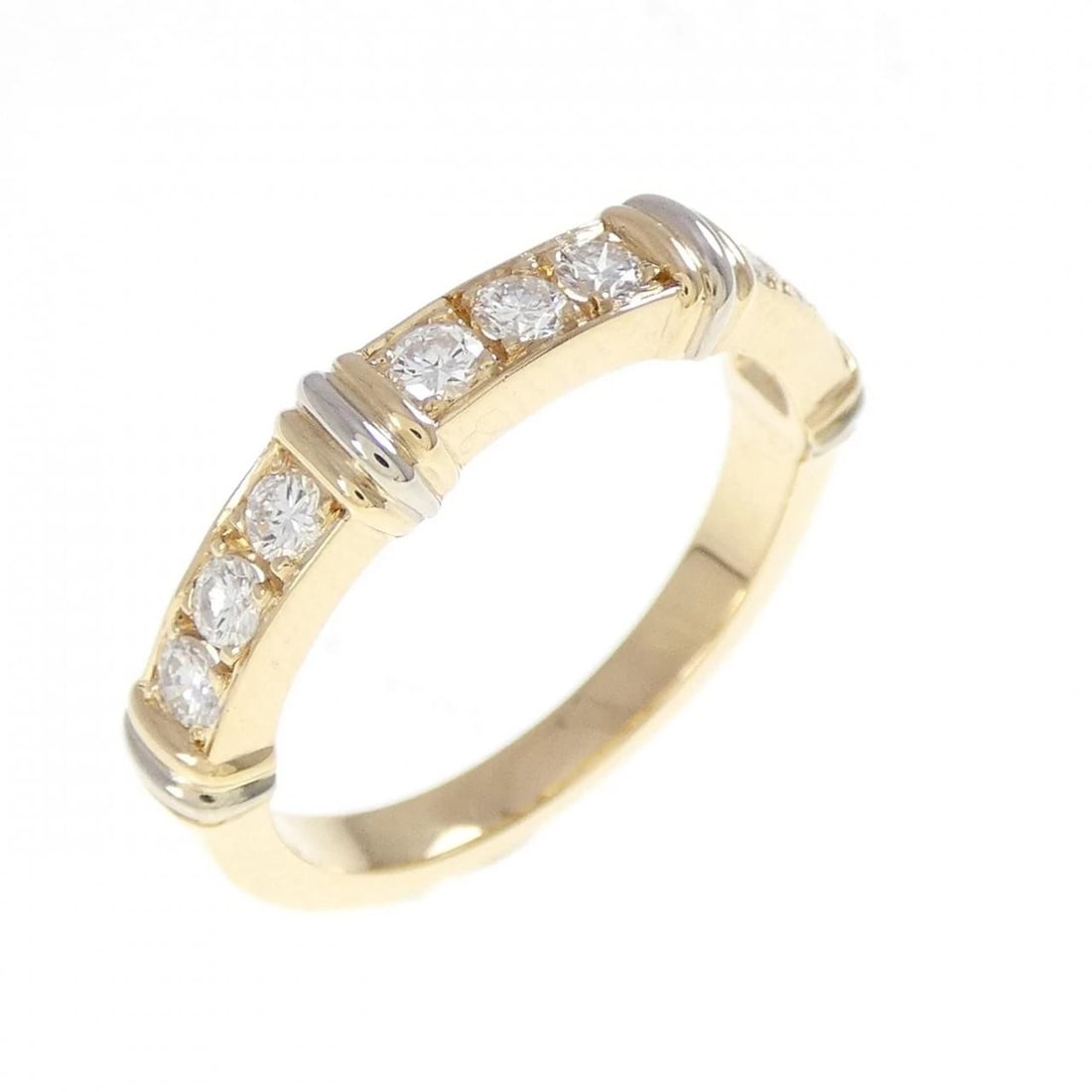 CARTIER CONTESSA HALF-DIAMOND RING: Cartier Contessa Half-Diamond Ring Brand: CARTIER Type: Ring Material: 750 yellow gold/750 white gold, Main Stone/Creation Natural Color: yellow Size: US 6 1/4 Accessories: None Accessories