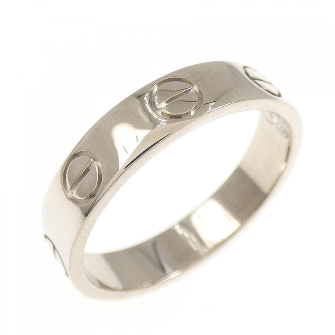 CARTIER MINI LOVE RING: Cartier Mini Love Ring Brand: CARTIER Type: Ring Material: 750 white gold, Color: white Size: US 4 Accessories: None Accessories Notice: When purchasing pre-owned goods, please refer to th