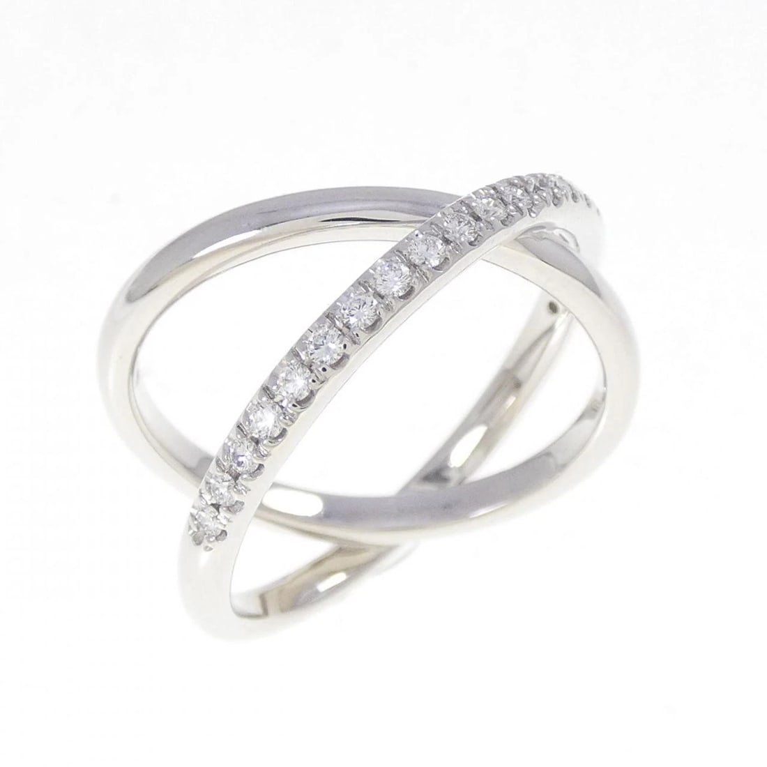MIKIMOTO CROSSING BAND RING: Mikimoto Crossing Band Ring Brand: MIKIMOTO Type: Ring Material: K18 white gold, Main Stone/Creation Natural Color: white Size: US 7 1/2 Accessories: None Accessories Notice: When purchasi