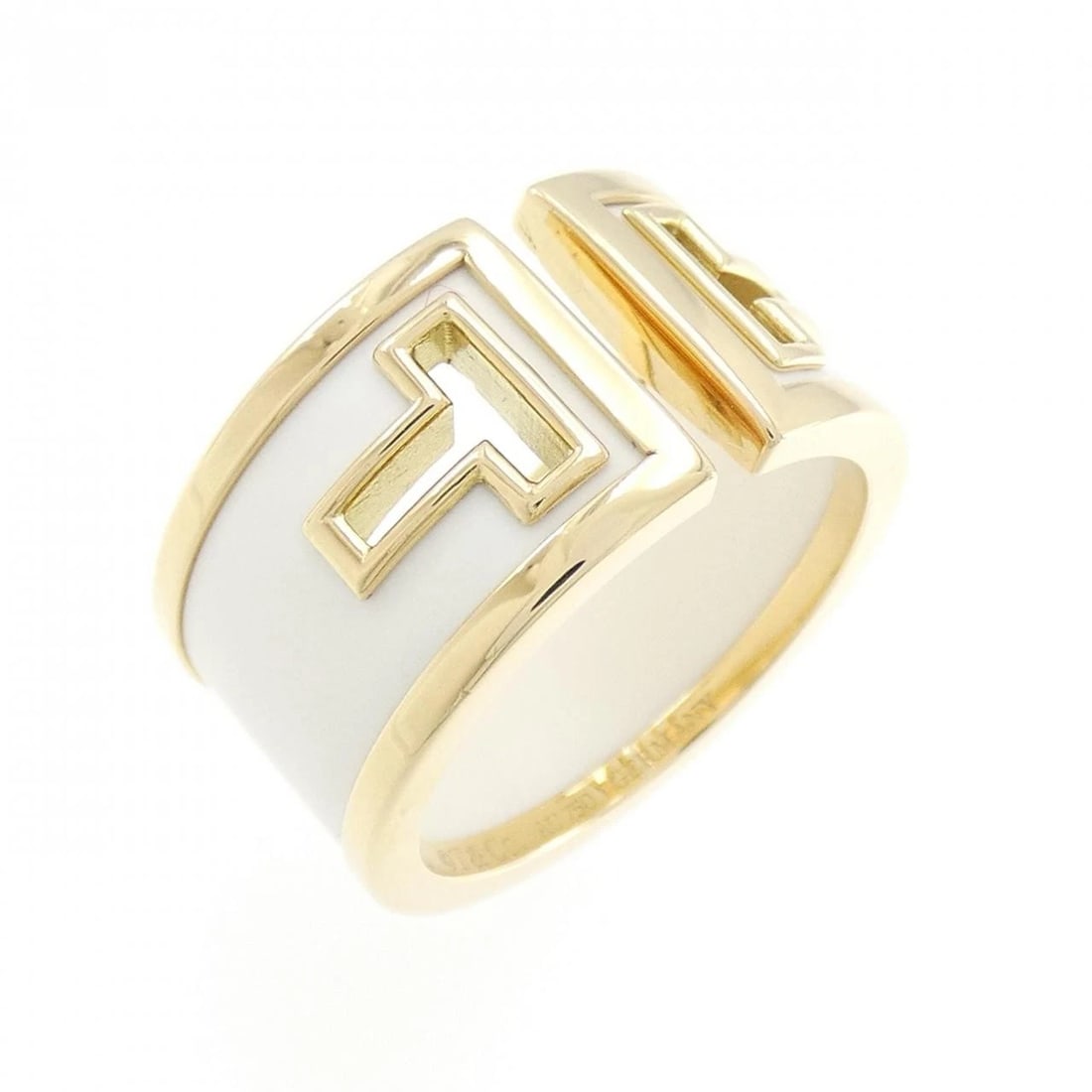 TIFFANY&CO. CUTOUT RING: TIFFANY&Co. Cutout Ring Brand: TIFFANY&Co. Type: Ring Material: 750 yellow gold/ceramic, Color: yellow Size: US 6 Accessories: None Accessories Notice: When purchasing pre-owned goods, ple