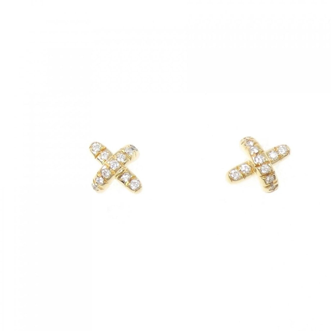TIFFANY&CO. CROSS STITCH PIERCE: TIFFANY&Co. Cross Stitch Pierce Brand: TIFFANY&Co. Type: Pierce/Earring Material: 750 yellow gold, Main Stone/Creation Natural Color: yellow Size: Actual Size Approx. height x width: 5.2mm x