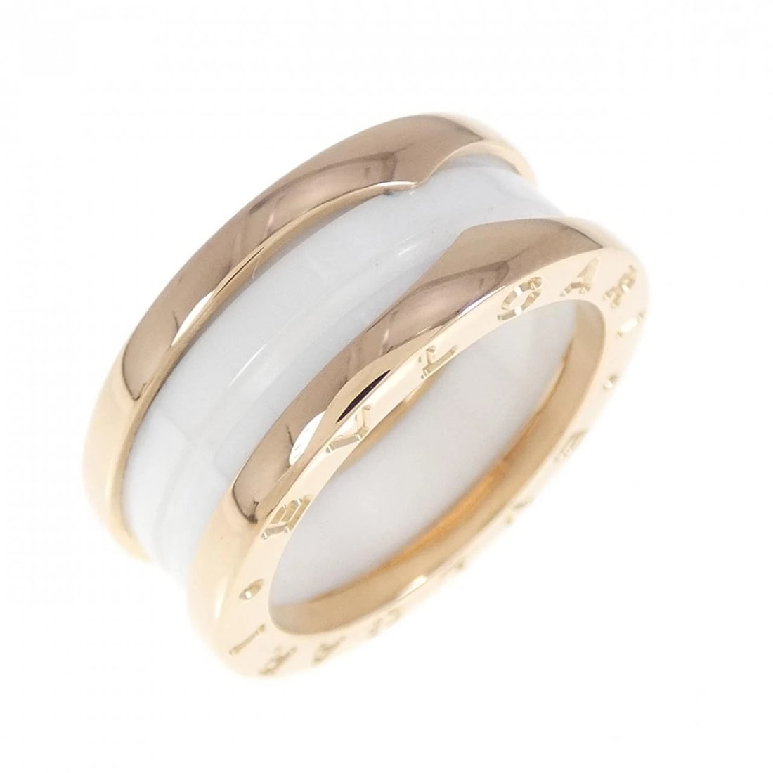 BVLGARI B.ZERO1 2-BAND RING: Bvlgari B.zero1 2-band ring Brand: BVLGARI Type: Ring Material: 750 pink gold/ceramic, Color: pink Size: US 6 Accessories: None Accessories Notice: When purchasing pre-owned goods, please