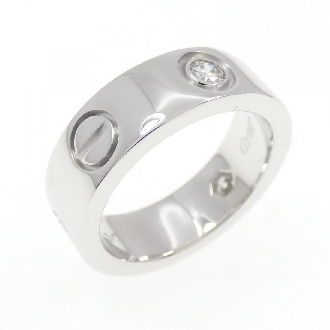 CARTIER LOVE HALF DIAMOND RING: Cartier Love Half Diamond Ring Brand: CARTIER Type: Ring Material: 750 white gold, Color: white Size: US 4 Accessories: None Accessories Notice: When purchasing pre-owned goods, please ref