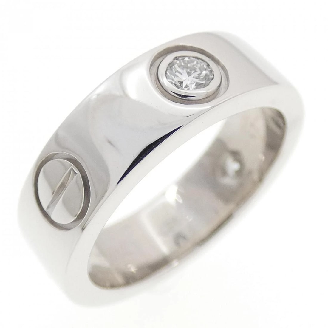 CARTIER LOVE HALF DIAMOND RING: Cartier Love Half Diamond Ring Brand: CARTIER Type: Ring Material: 750 white gold, Main Stone/Creation Natural Color: white Size: US 3 3/4 Accessories: None Accessories Notice: When purcha