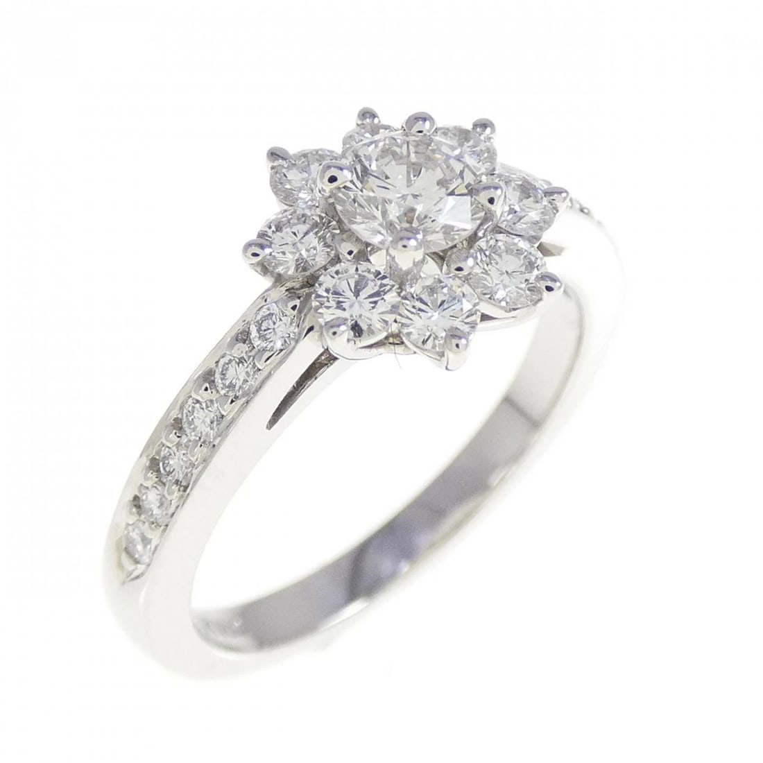 TIFFANY & CO. FLORA RING: TIFFANY & Co. Flora Ring Brand: TIFFANY&Co. Type: Ring Material: Platinum950, Main Stone/Creation Natural Color: pt Size: US 4.75 Accessories: None Accessories Notice: When purchasing pre-