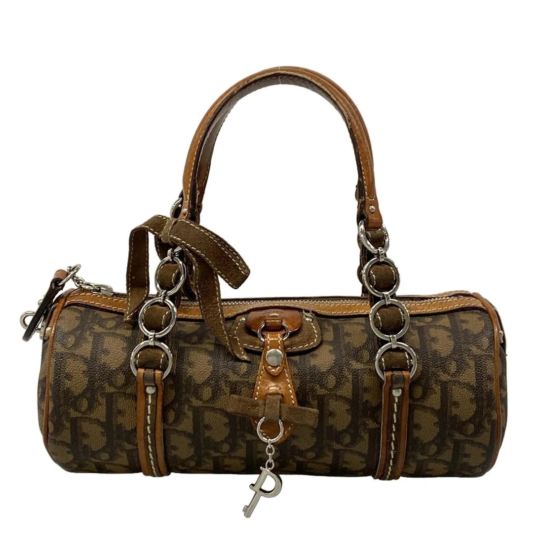 DIOR/CHRISTIANDIOR TROTTER,ROMANTIC DARK BROWN LIGHT BROWN PVC LEATHER HANDBAG: DIOR/ChristianDior Trotter,Romantic Dark Brown Light Brown PVC Leather Handbag Brand: DIOR/ChristianDior Type: Handbag Material: PVC, Leather Color: Dark Brown, Light Brown Size: Height : 3.74 inc