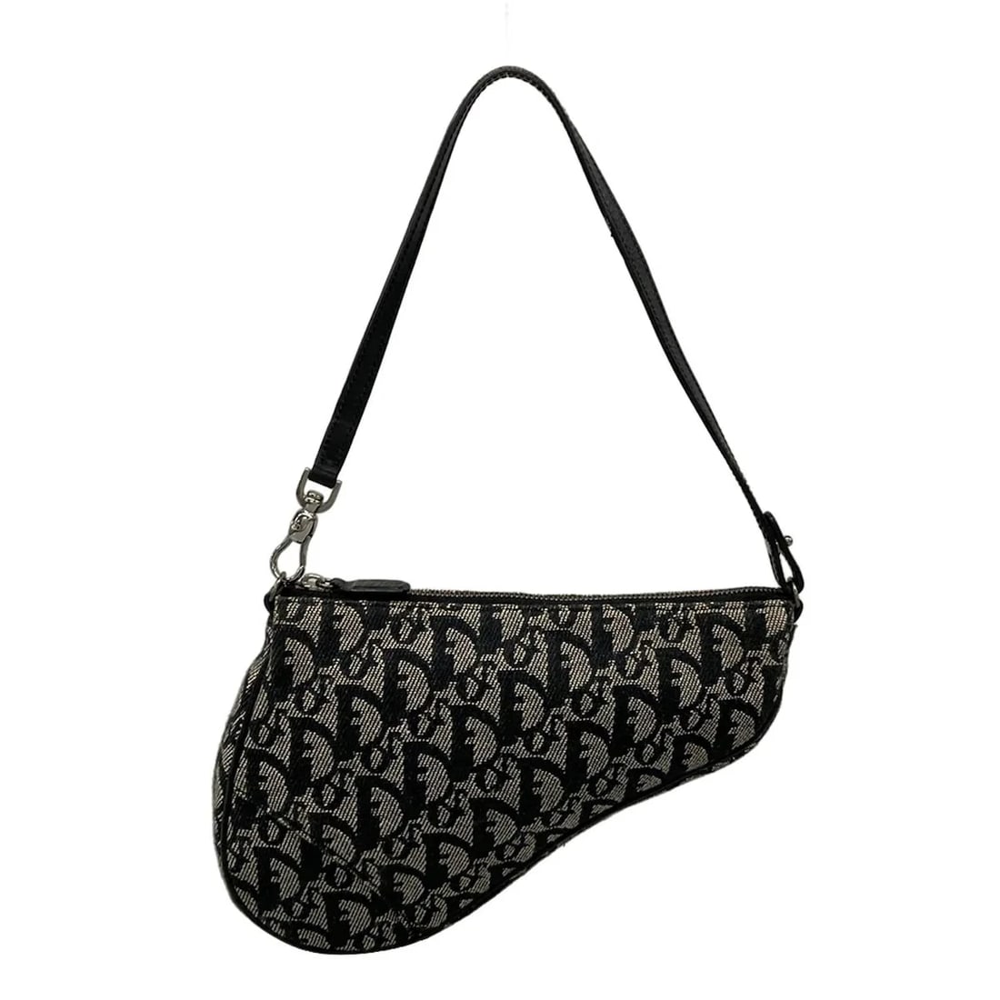 DIOR/CHRISTIANDIOR SADDLE POUCH GRAY BLACK JACQUARD LEATHER HANDBAG: DIOR/ChristianDior Saddle Pouch Gray Black Jacquard Leather Handbag Brand: DIOR/ChristianDior Type: Handbag Material: Jacquard, Leather Color: Gray, Black Size: Height : 3.94 inch (10 cm) - 5.91 i