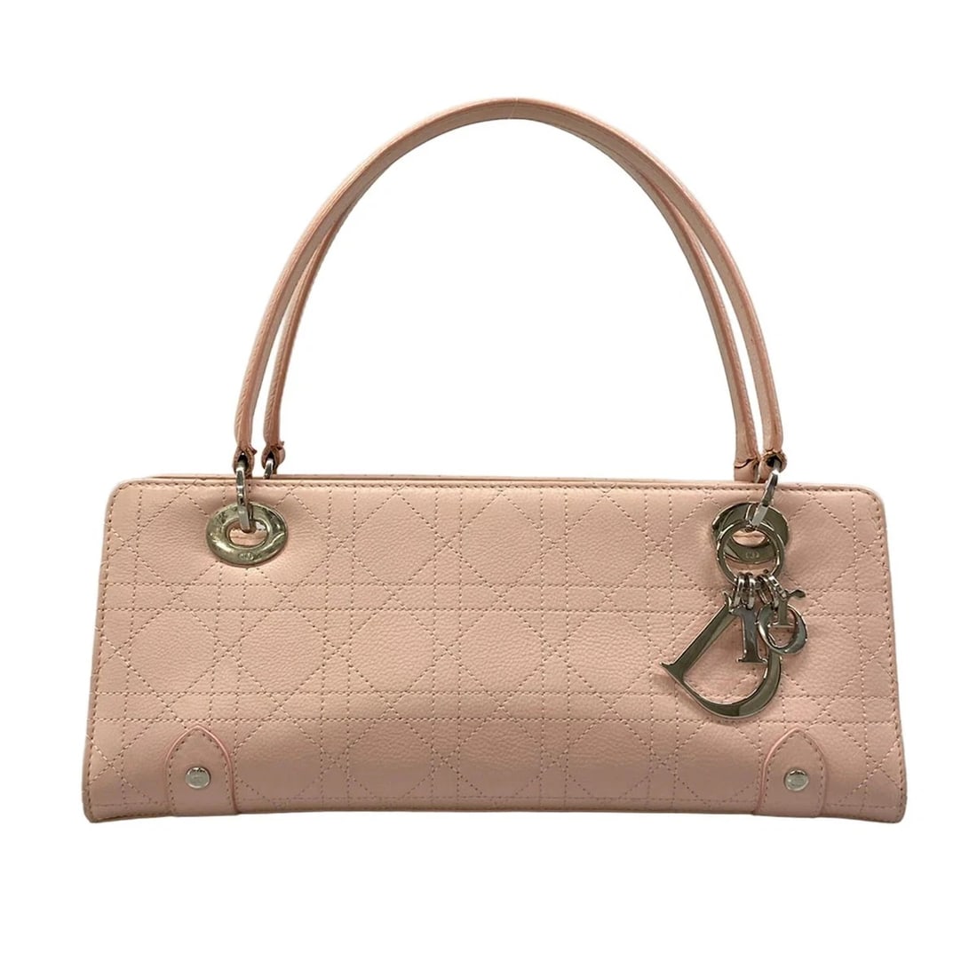 DIOR/CHRISTIANDIOR LADY JOY / CANAJE STITCH PINK LEATHER HANDBAG: DIOR/ChristianDior Lady Joy / Canaje Stitch Pink Leather Handbag Brand: DIOR/ChristianDior Type: Handbag Material: Leather Color: Pink Size: Height : 5.12 inch" (13 cm) Width : 12.6 inch (32 cm) D