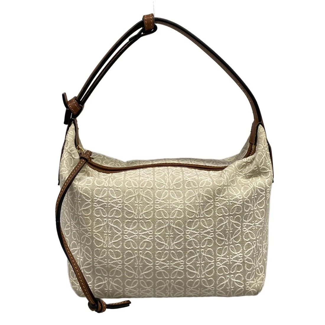LOEWE CUBI BAG SMALL - BEIGE CREAM DARK BROWN JACQUARD LEATHER HANDBAG: LOEWE Cubi Bag Small - Beige Cream Dark Brown Jacquard Leather Handbag Brand: LOEWE Type: Handbag Material: Jacquard, Leather Color: Beige, Cream, Dark Brown Size: Height : 5.91 inch (15 cm) Width