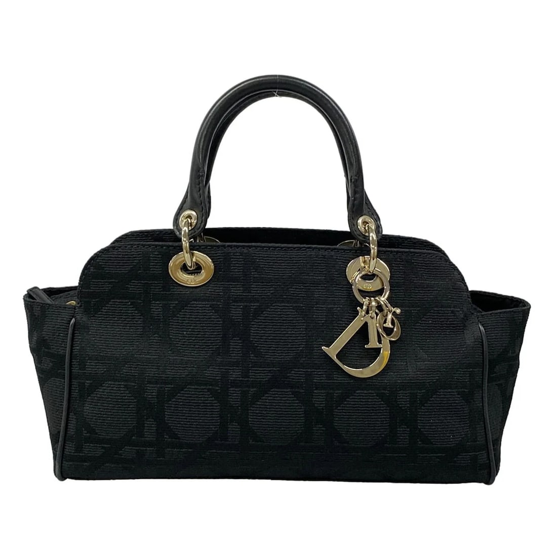 DIOR/CHRISTIANDIOR - BLACK JACQUARD LEATHER HANDBAG: DIOR/ChristianDior - Black Jacquard Leather Handbag Brand: DIOR/ChristianDior Type: Handbag Material: Jacquard, Leather Color: Black Size: Height : 6.89 inch (17.5 cm) Width : 12.6 inch (32 cm) -