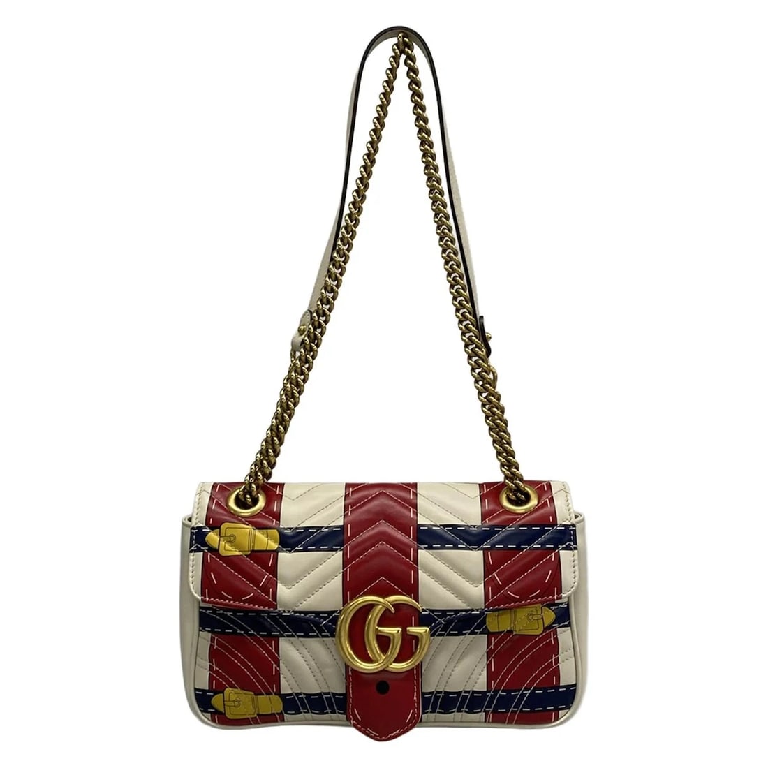 GUCCI GG MARMONT QUILTING SMALL SHOULDER BAG CREAM RED MULTI LEATHER: GUCCI GG Marmont Quilting Small Shoulder Bag Cream Red Multi Leather Brand: GUCCI Type: Shoulder Bag Material: Leather Color: Cream, Red, Multi Size: Height : 6.5 inch (16.5 cm) Width : 11.02 inch