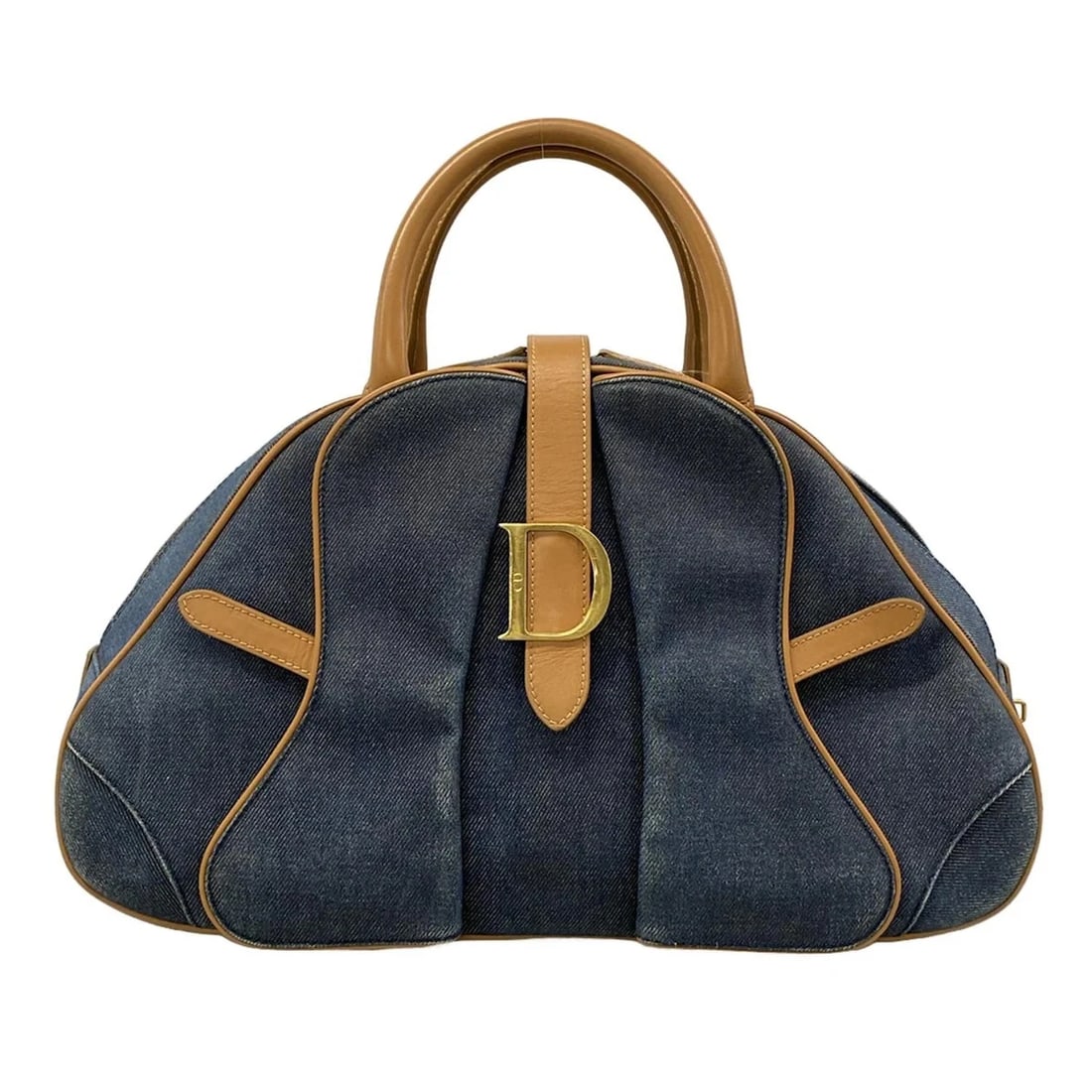 DIOR/CHRISTIANDIOR DOUBLE SADDLE BAG NAVY LIGHT BROWN DENIM LEATHER - HANDBAG: DIOR/ChristianDior Double Saddle Bag Navy Light Brown Denim Leather - Handbag Brand: DIOR/ChristianDior Type: Handbag Material: Denim, Leather Color: Navy, Light Brown Size: Height : 9.84 inch (25