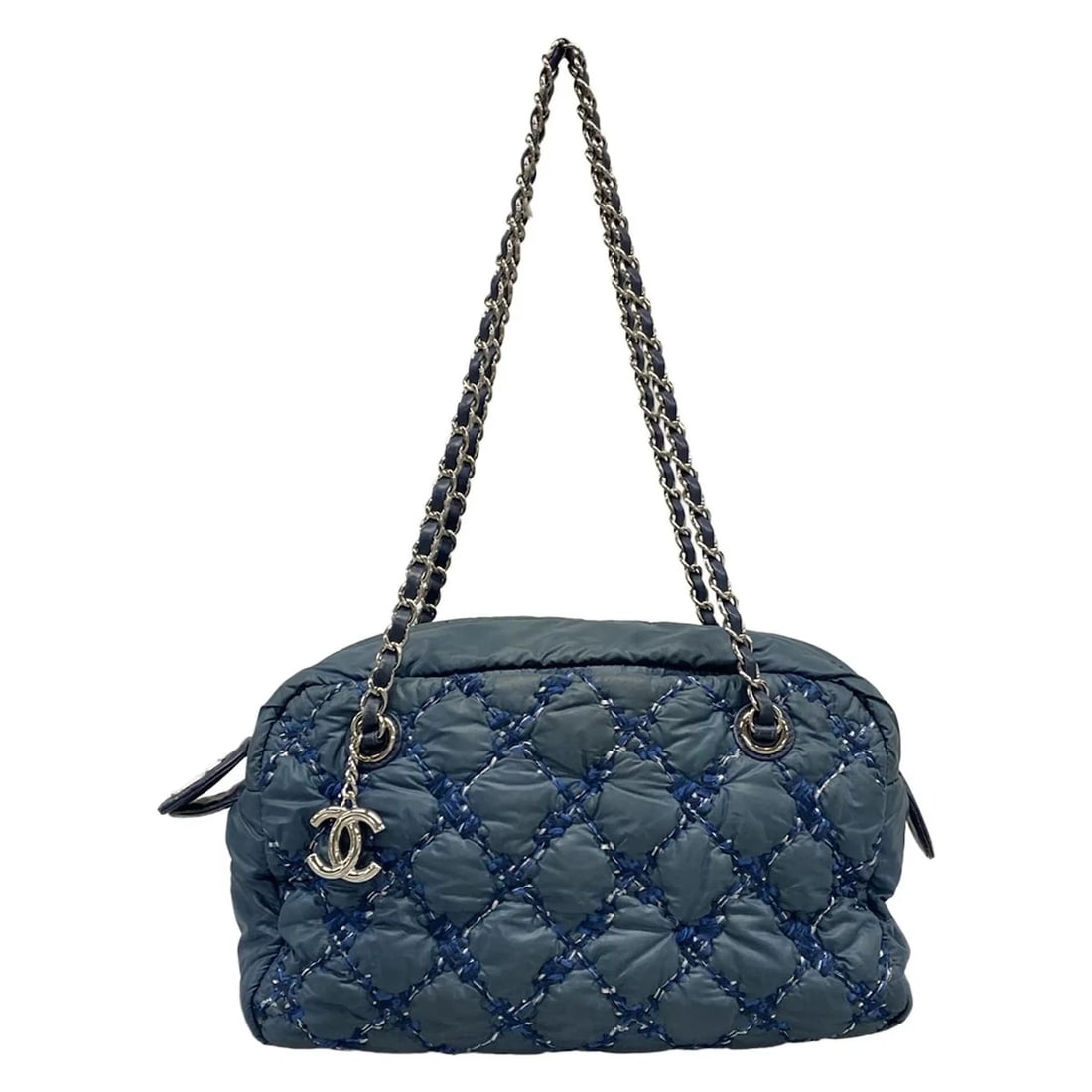 CHANEL PARIS BYZANCE BLUE NYLON LEATHER SHOULDER BAG: CHANEL Paris Byzance Blue Nylon Leather Shoulder Bag Brand: CHANEL Type: Shoulder Bag Material: Nylon, Leather Color: Blue Size: Height : 7.87 inch (20 cm) Width : 14.17 inch (36 cm) Depth : 4.92