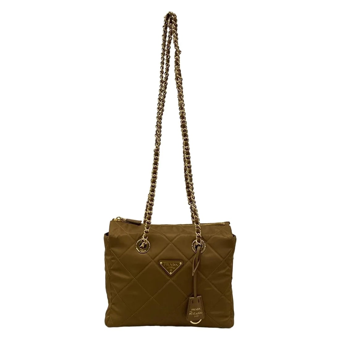 PRADA BROWN NYLON SHOULDER BAG: PRADA Brown Nylon Shoulder Bag Brand: PRADA Type: Shoulder Bag Material: Nylon Color: Brown Size: Height : 7.67 inch(19.5 cm) Width : 10.04 inch (25.5 cm) Depth : 2.95 inch" (7.5 cm) Accessories: