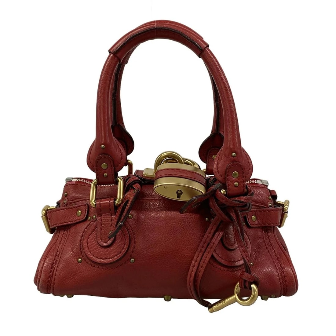 CHLOE MINI PADDINGTON - RED LEATHER HANDBAG: Chloe Mini Paddington - Red Leather Handbag Brand: Chloe Type: Handbag Material: Leather Color: Red Size: Height : 4.72 inch" (12 cm) Width : 11.02 inch (28 cm) Depth : 5.71 inch (14.5 cm) Handle