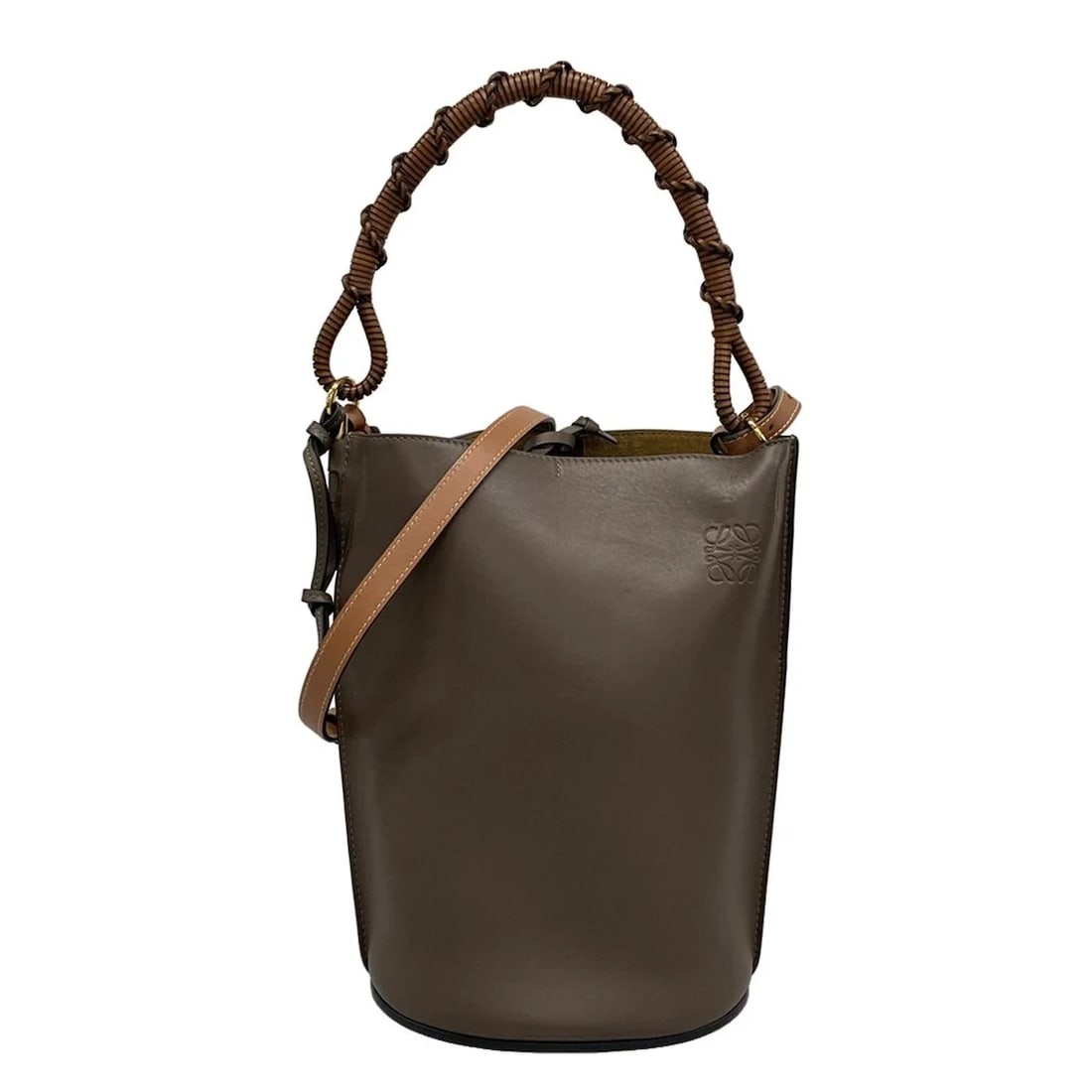LOEWE GATE BUCKET BAG DARK BROWN BROWN CALF SKIN - HANDBAG: LOEWE Gate Bucket Bag Dark Brown Brown Calf Skin - Handbag Brand: LOEWE Type: Handbag Material: Calf Skin Color: Dark Brown, Brown Size: Height : 11.02 inch (28 cm) Width : 7.28 inch (18.5 cm) - 1