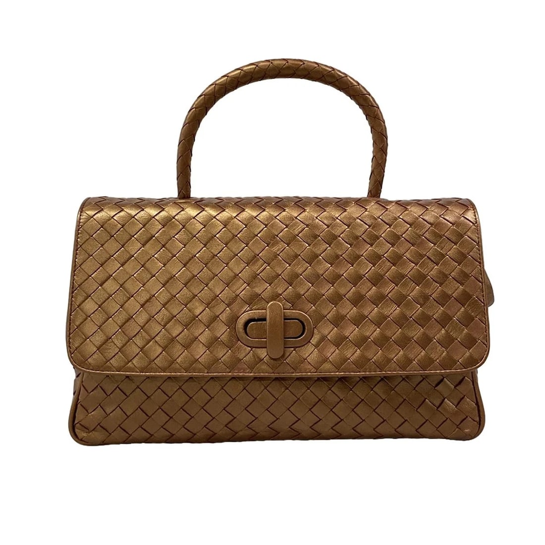 BOTTEGA VENETA INTRECCIATO BRONZE LEATHER HANDBAG (1 of 7)