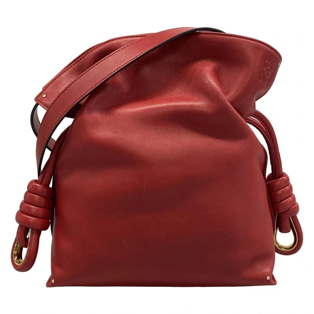 LOEWE FLAMENCO KNOT RED NAPPA LEATHER SHOULDER BAG: LOEWE Flamenco Knot Red Nappa Leather Shoulder Bag Brand: LOEWE Type: Shoulder Bag Material: Nappa Leather Color: Red Size: Height : 11.02 inch (28 cm) Width : 4.72 inch (12 cm) - 10.04 inch (25.5