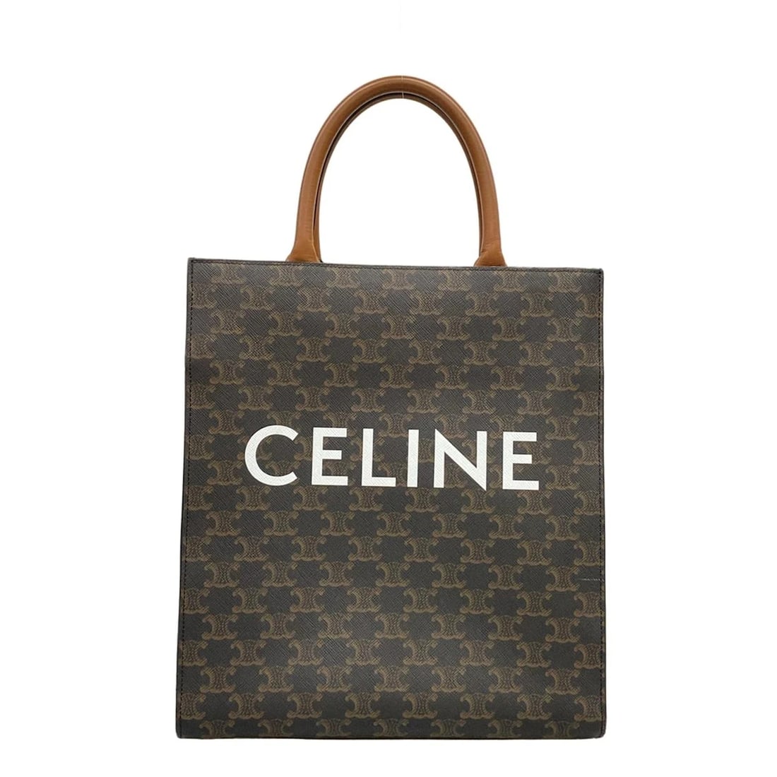 CELINE SMALL VERTICAL CABAS DARK BROWN BROWN PVC LEATHER TOTE BAG: CELINE Small Vertical Cabas Dark Brown Brown PVC Leather Tote Bag Brand: CELINE Type: Tote Bag Material: PVC, Leather Color: Dark Brown, Brown Size: Height : 12.6 inch (32 cm) Width : 11.02 inch (