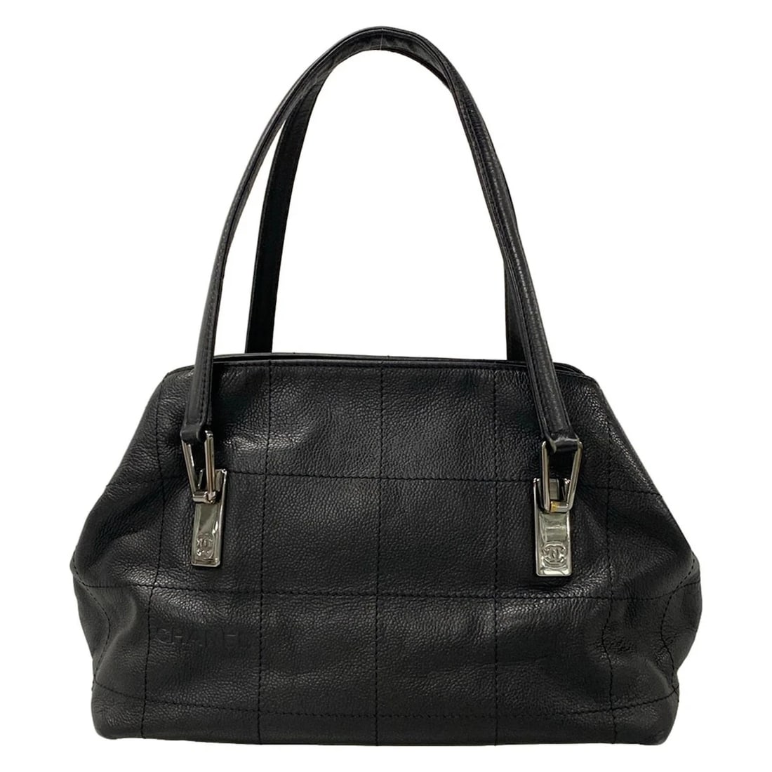 CHANEL CHOCOLATE BAR - BLACK SOFT CALFSKIN SHOULDER BAG: CHANEL Chocolate Bar - Black Soft Calfskin Shoulder Bag Brand: CHANEL Type: Shoulder Bag Material: Soft Calfskin Color: Black Size: Height : 8.27 inch (21 cm) Width : 9.45 inch (24 cm) - 12.01 inc