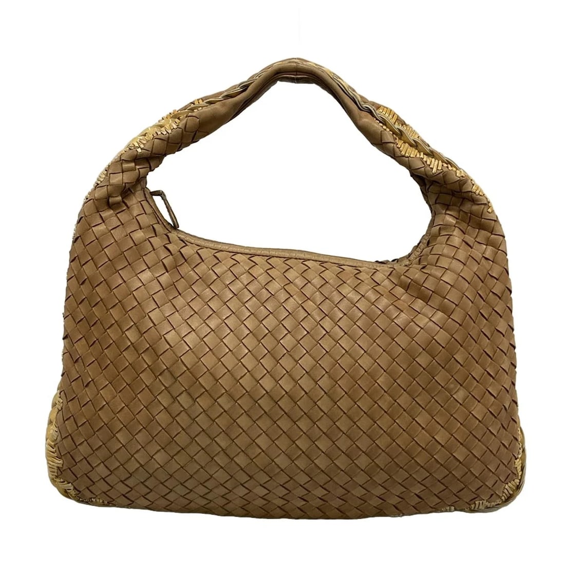 BOTTEGA VENETA BROWN BEIGE LEATHER PATENT LEATHER HANDBAG (1 of 8)