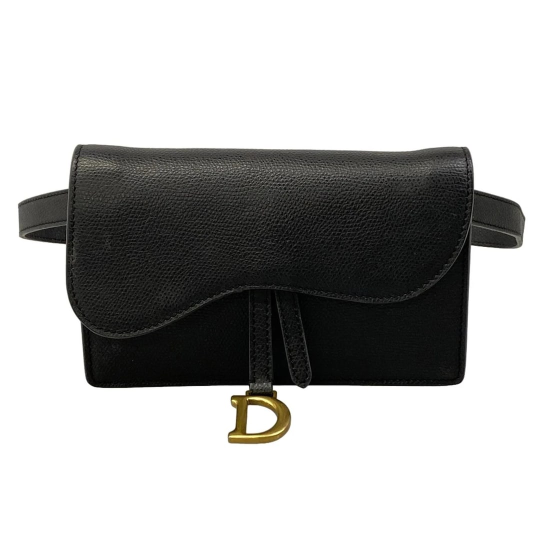 DIOR/CHRISTIANDIOR SADDLE BAG BLACK LEATHER BUM BAG: DIOR/ChristianDior Saddle Bag Black Leather Bum Bag Brand: DIOR/ChristianDior Type: Bum Bag Material: Leather Color: Black Size: Height : 4.33 inch (11 cm) Width : 6.69 inch" (17 cm) Depth : 1.18