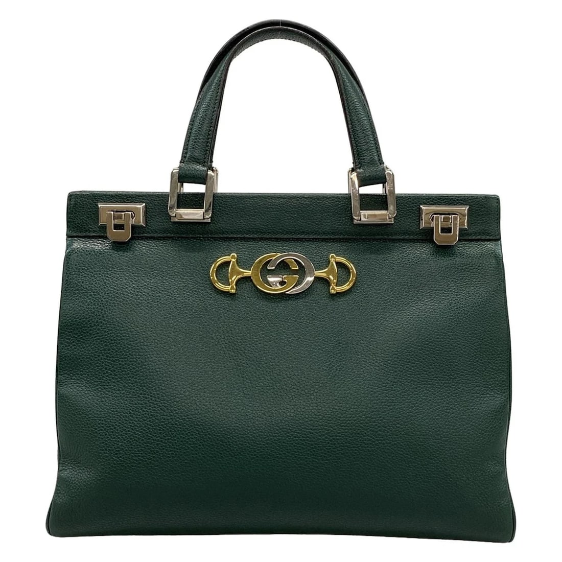 GUCCI ZOOMI 2WAY DARK GREEN LEATHER - TOTE BAG: GUCCI Zoomi 2WAY Dark Green Leather - Tote Bag Brand: GUCCI Type: Tote Bag Material: Leather Color: Dark Green Size: Height : 9.84 inch (25 cm) Width : 13.19 inch (33.5 cm) Depth : 4.53 inch (11.5