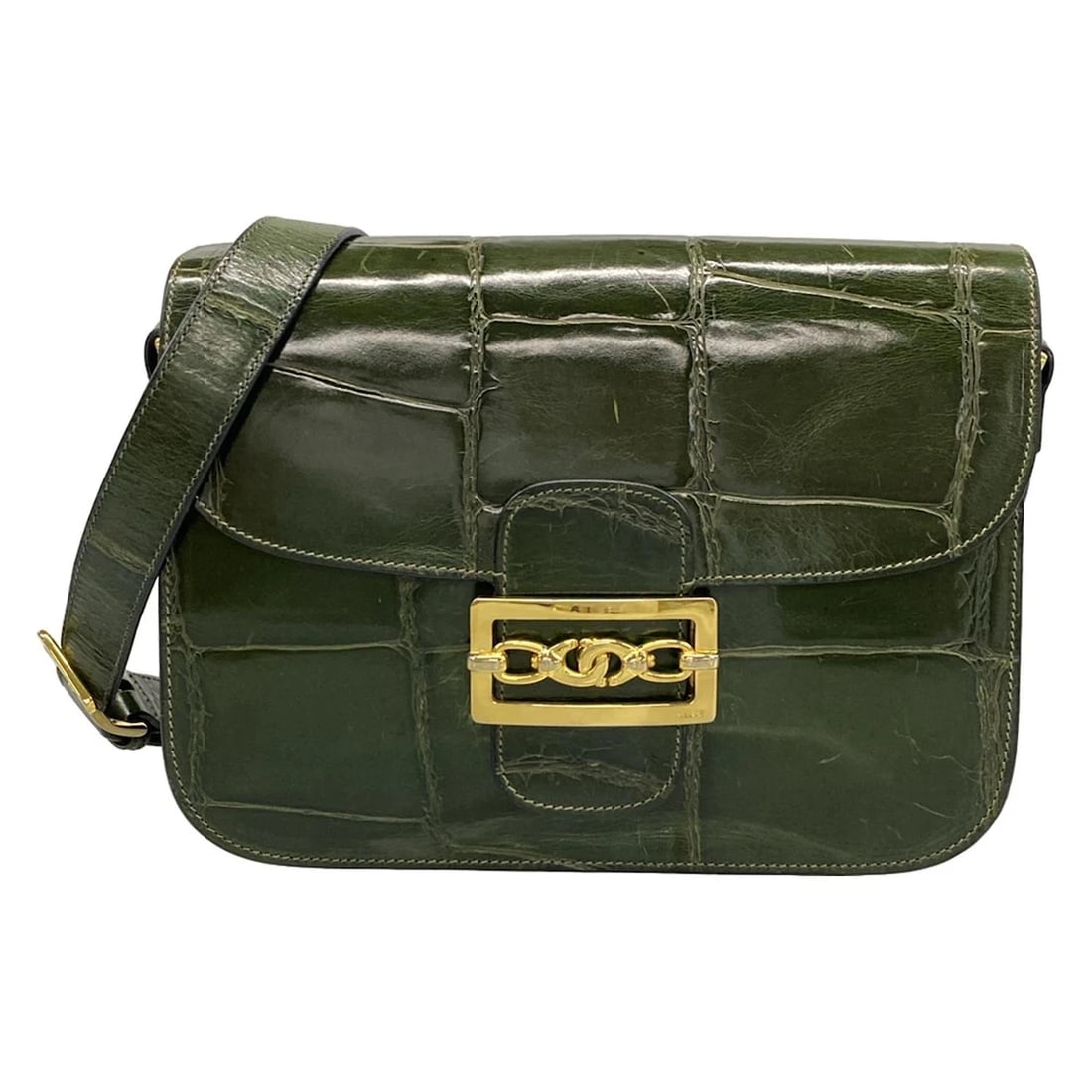 CELINE - DARK GREEN LEATHER SHOULDER BAG: CELINE - Dark Green Leather Shoulder Bag Brand: CELINE Type: Shoulder Bag Material: Leather Color: Dark Green Size: Height : 7.28 inch (18.5 cm) Width : 9.45 inch (24 cm) Depth : 1.97 inch (5 cm)