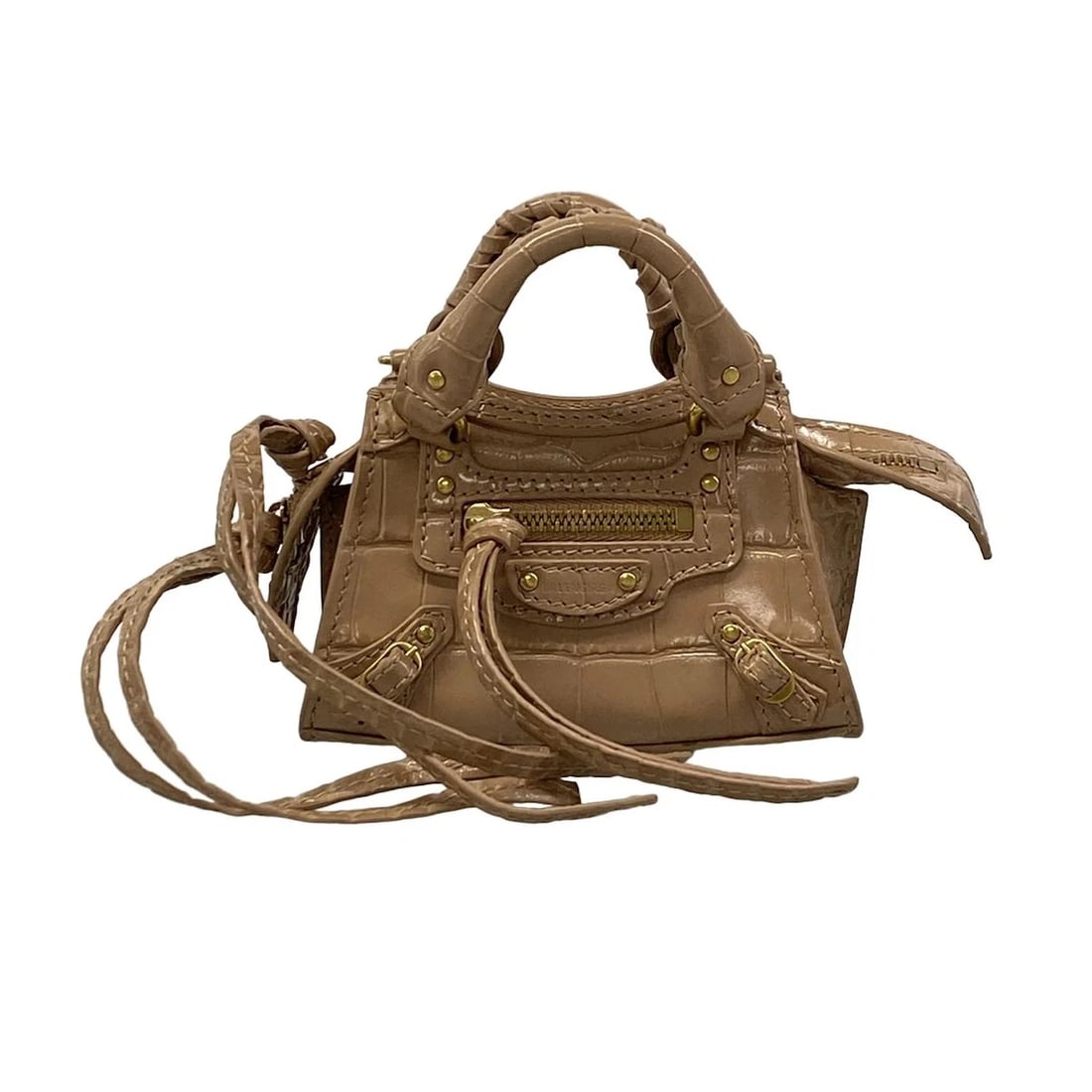 BALENCIAGA NEOCLASSIC PINK BEIGE LEATHER HANDBAG: BALENCIAGA Neoclassic Pink Beige Leather Handbag Brand: BALENCIAGA Type: Handbag Material: Leather Color: Pink Beige Size: Height : 3.15 inch (8 cm) Width : 3.54 inch (9 cm) - 4.72 inch (12 cm) De