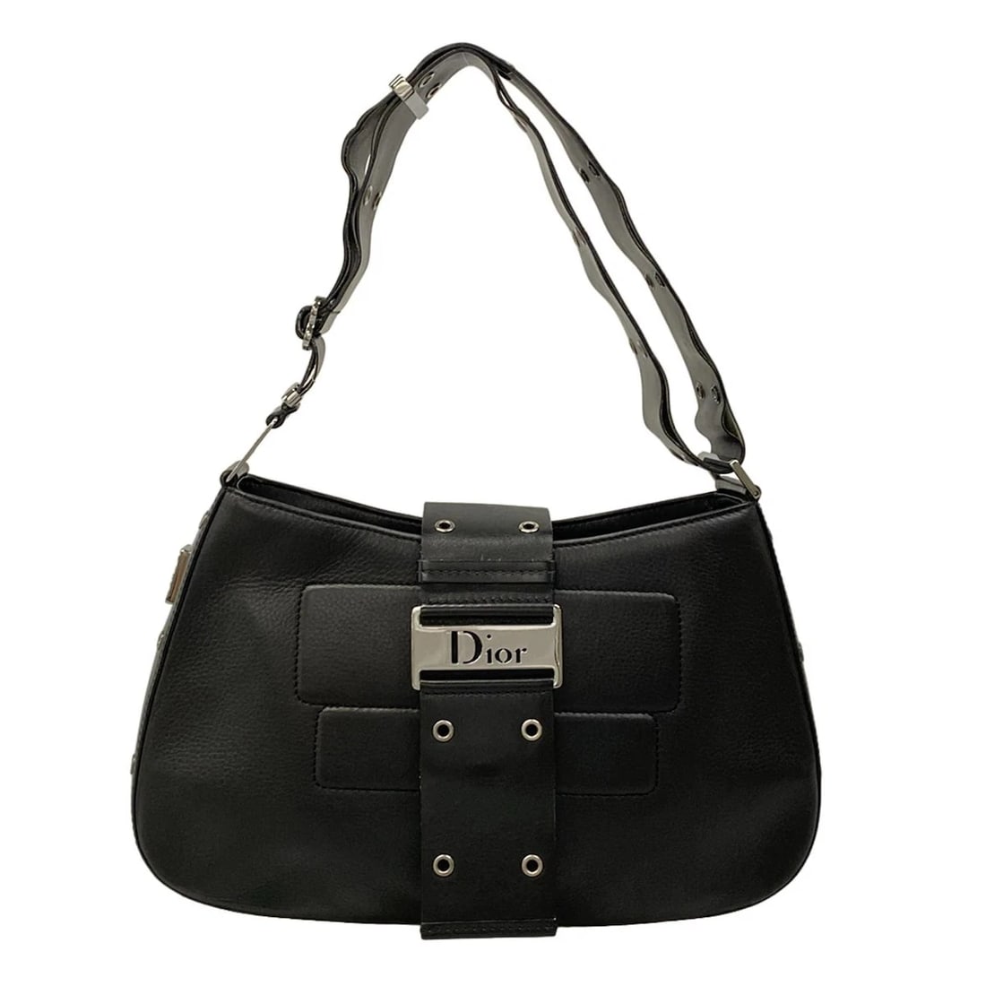 DIOR/CHRISTIANDIOR STREET CHIC BLACK LEATHER SHOULDER BAG: DIOR/ChristianDior Street Chic Black Leather Shoulder Bag Brand: DIOR/ChristianDior Type: Shoulder Bag Material: Leather Color: Black Size: Height : 7.48 inch (19 cm) Width : 12.6 inch (32 cm) Dep
