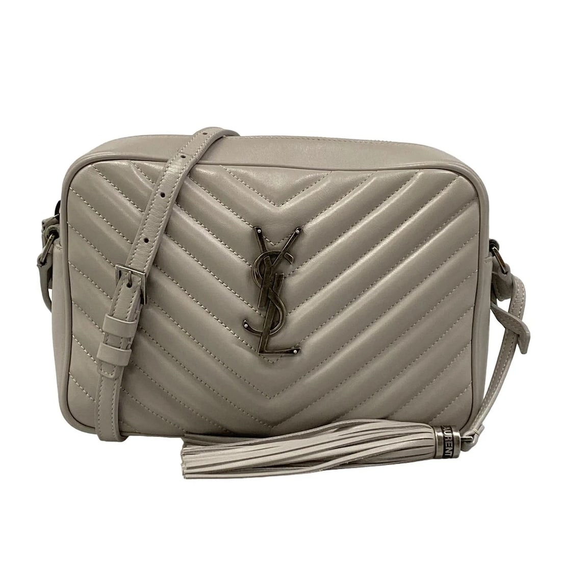 SAINT LAURENT PARIS LOU CAMERA BAG LIGHT GRAY LEATHER - SHOULDER BAG: SAINT LAURENT PARIS Lou Camera Bag Light gray Leather - Shoulder Bag Brand: SAINT LAURENT PARIS Type: Shoulder Bag Material: Leather Color: Light gray Size: Height : 6.3 inch (16 cm) Width : 8.86