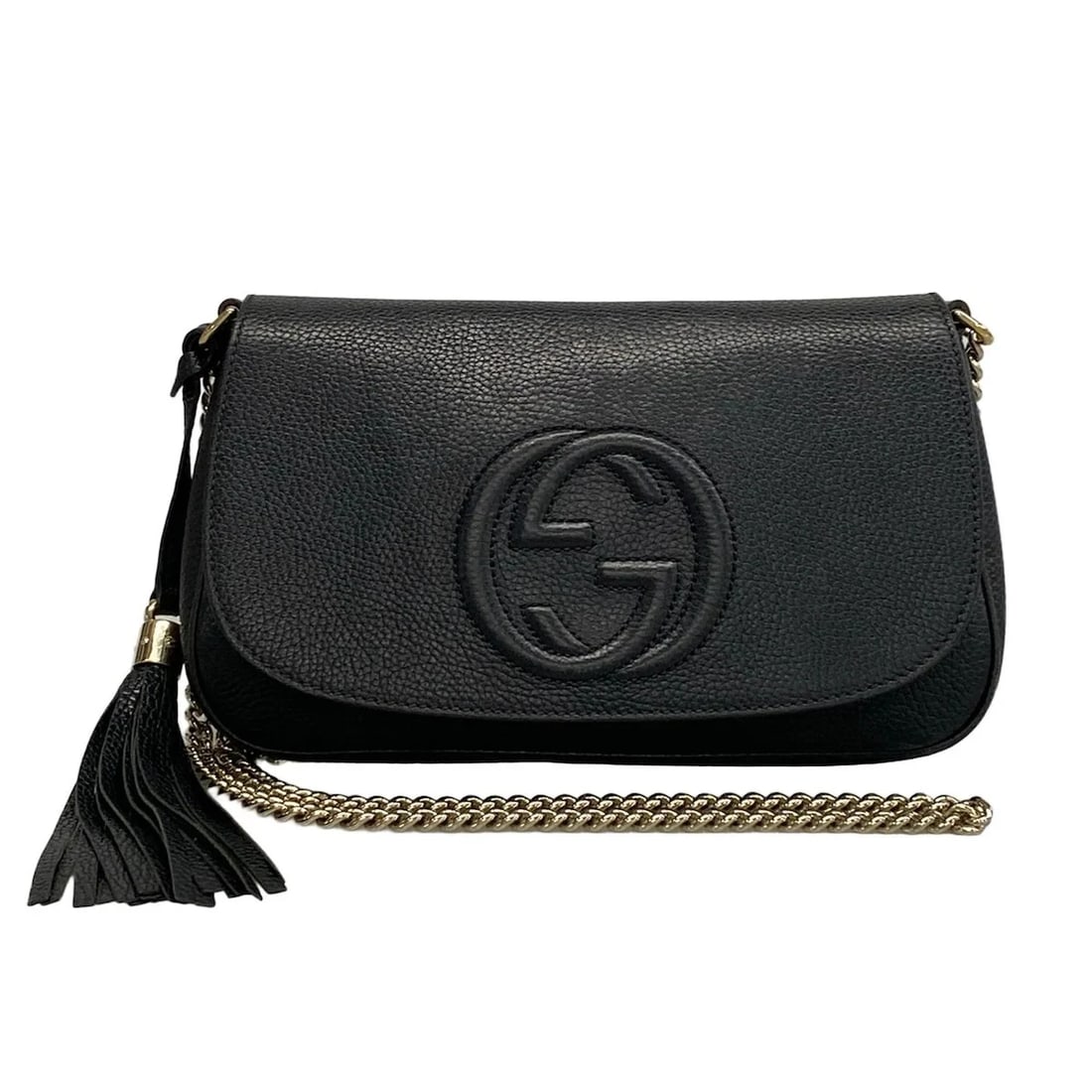 GUCCI SOHO BLACK LEATHER - SHOULDER BAG: GUCCI Soho Black Leather - Shoulder Bag Brand: GUCCI Type: Shoulder Bag Material: Leather Color: Black Size: Height : 6.3 inch (16 cm) Width : 10.43 inch (26.5 cm) Depth : 2.17 inch (5.5 cm) Acce