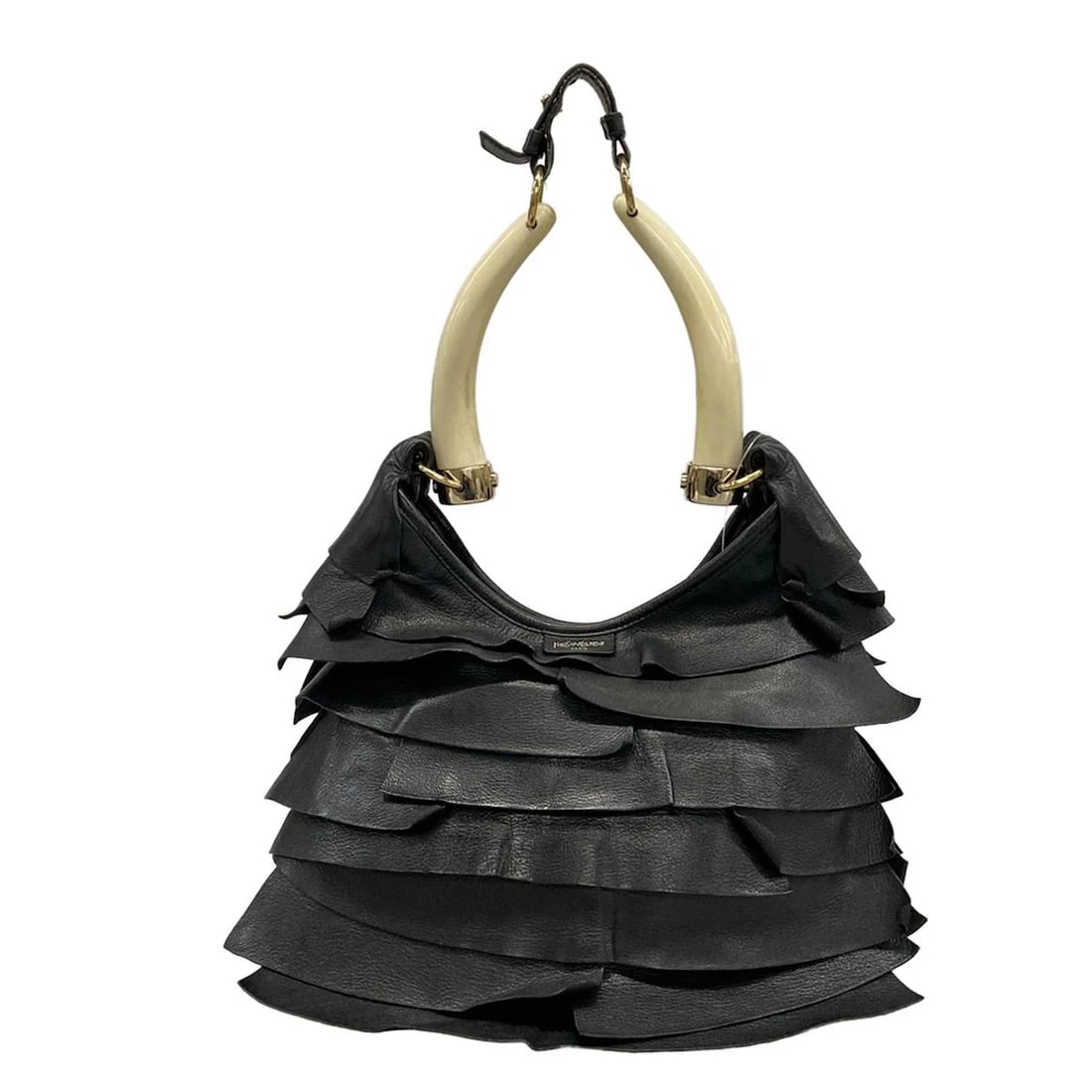 YVESSAINTLAURENT RIVEGAUCHE (YSL) ST-TROPEZ BLACK LEATHER SHOULDER BAG (1 of 7)