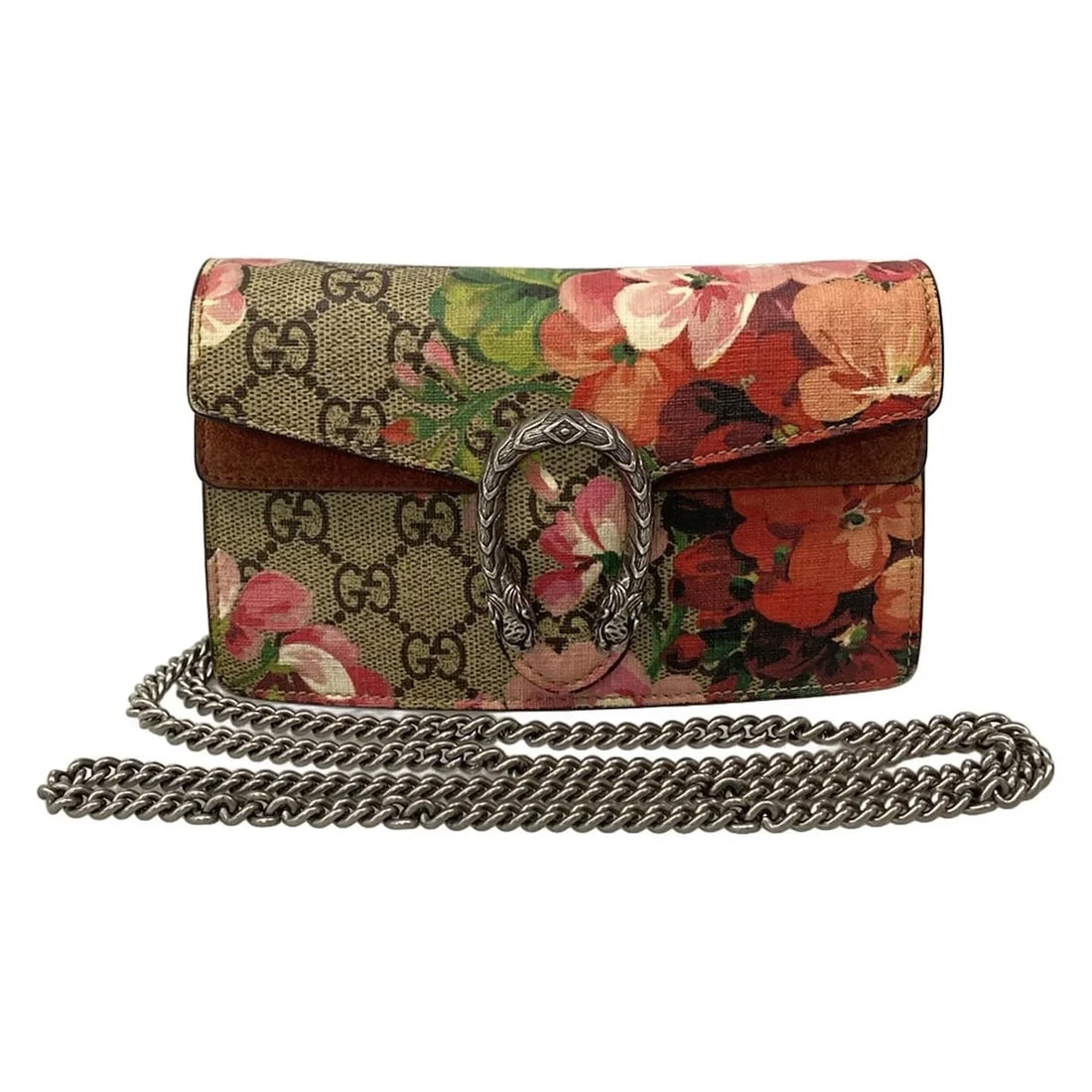 GUCCI DIONYSUS/GG BEIGE PINK MULTI PVC SUEDE SHOULDER BAG: GUCCI Dionysus/GG Beige Pink Multi PVC Suede Shoulder Bag Brand: GUCCI Type: Shoulder Bag Material: PVC, Suede Color: Beige, Pink, Multi Size: Height : 3.94 inch (10 cm) Width : 6.5 inch (16.5 cm)
